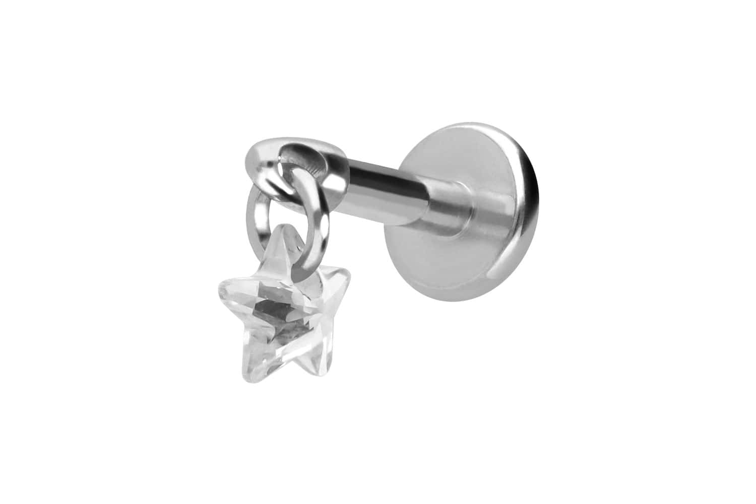 Titan Labret Piercing mit Innengewinde KRISTALLSTERN